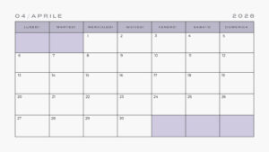 Calendario aprile 2026