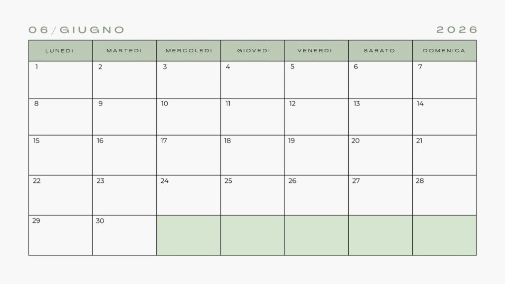 Calendario pagamenti - Giugno